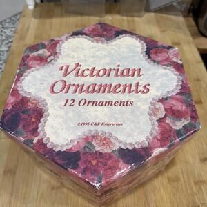 VTG 1995 Victorian Christmas Ornaments Set of 12 C&F Enterprises Vintage *